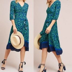 Anthropologie Maeve Prunella Ruffled Wrap Dress